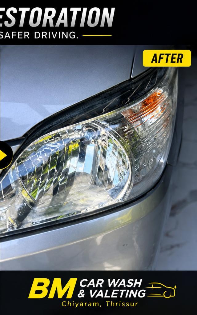 Headlight after restoration at BM Car Wash & Valeting