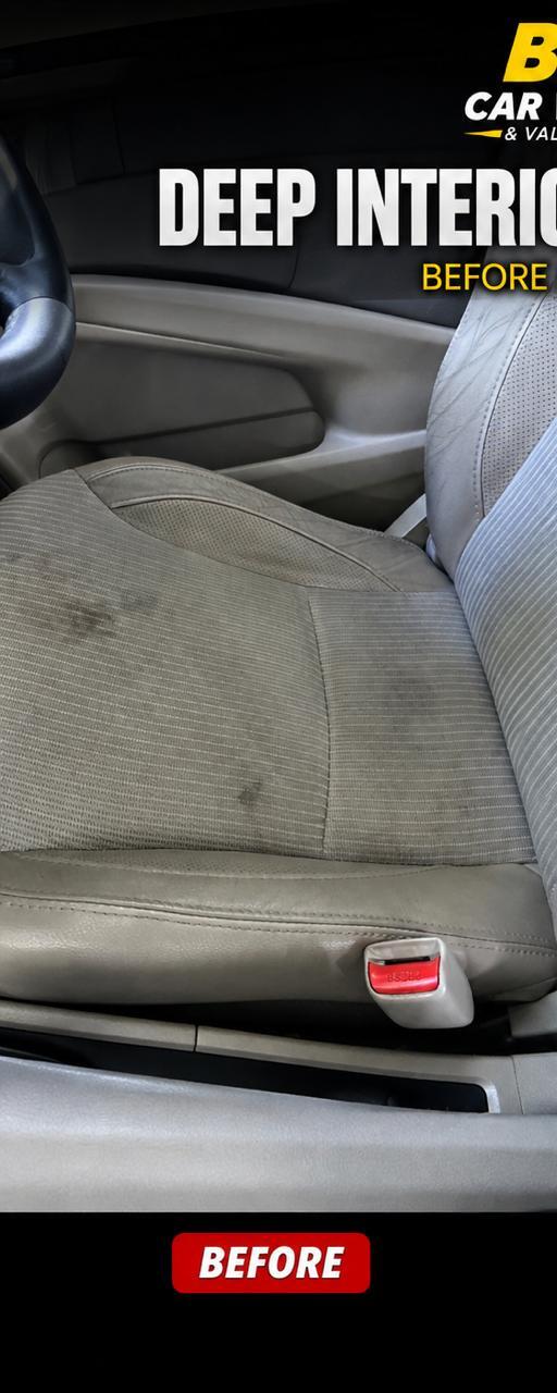 Car interior before deep cleaning at BM Car Wash & Valeting